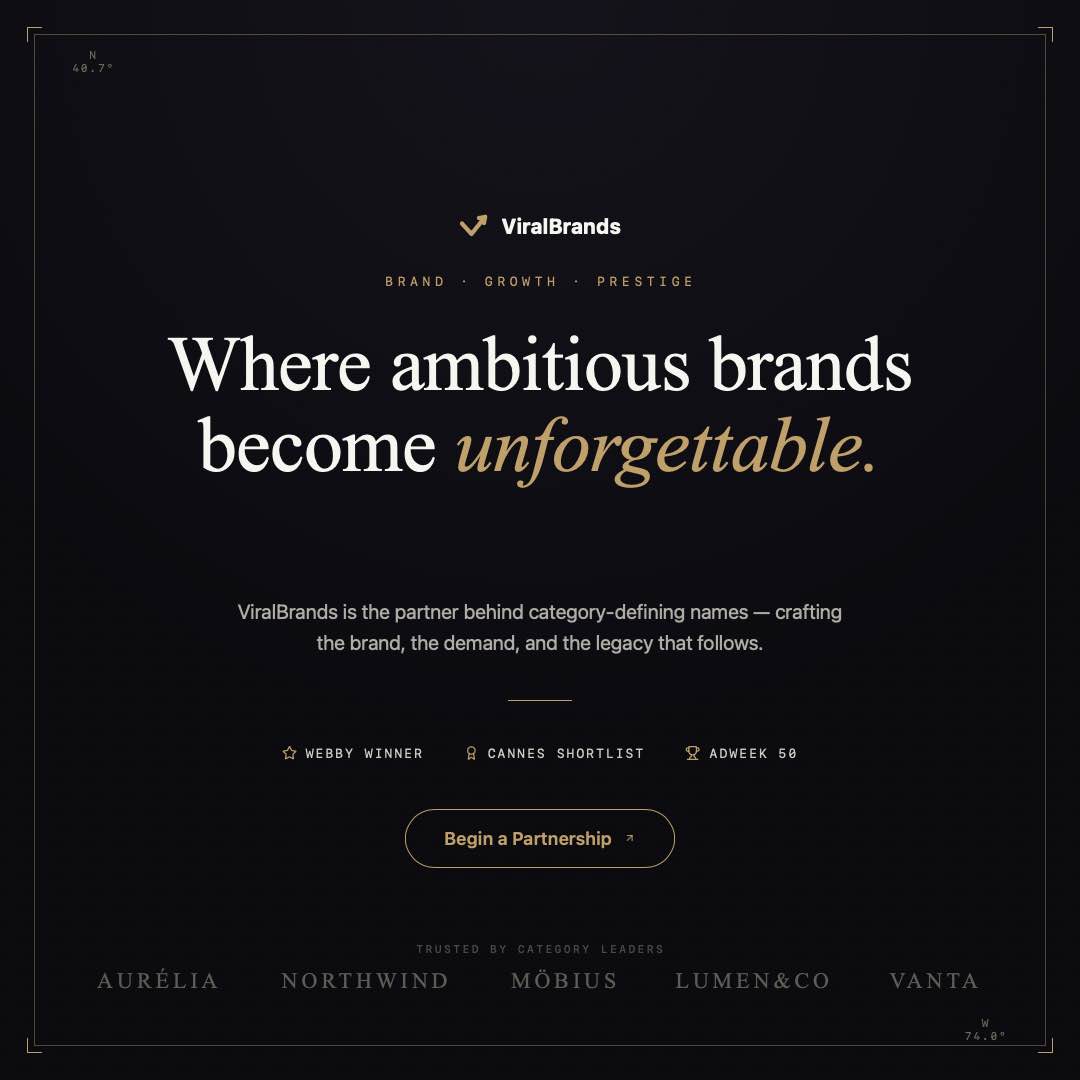 Viral Brands — Agency Prestige direction